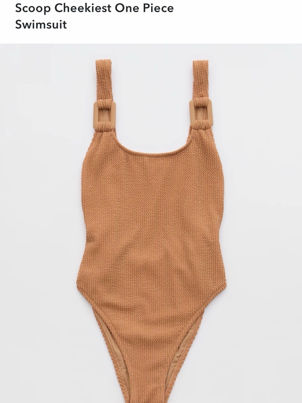 Aerie Scoop Cheekiest One-Piece Swimsuit with sparkle- Tan size large